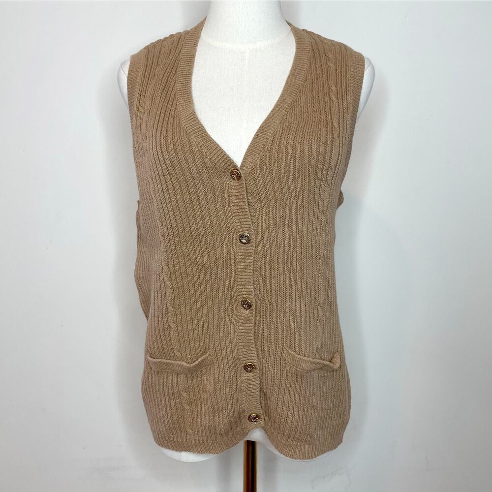 Vintage 90s Sag Harbour Cardigan Sweater Vest Small Academia Preppy Old‎ Money